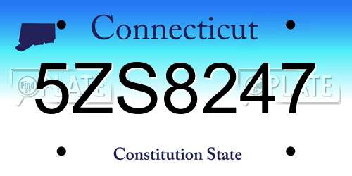 5ZS8247 Connecticut License Plate