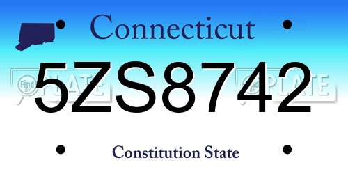 5ZS8742 Connecticut License Plate