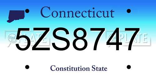 5ZS8747 Connecticut License Plate