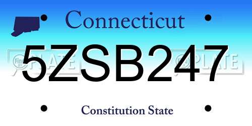 5ZSB247 Connecticut License Plate