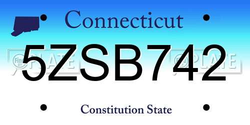 5ZSB742 Connecticut License Plate