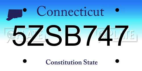 5ZSB747 Connecticut License Plate