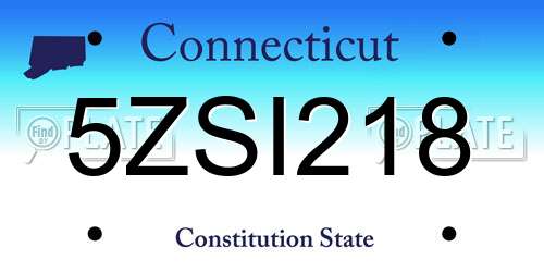 5ZSI218 Connecticut License Plate