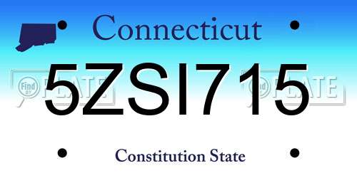 5ZSI715 Connecticut License Plate