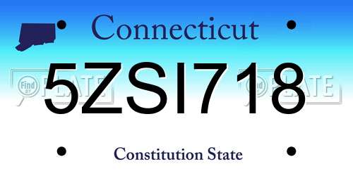 5ZSI718 Connecticut License Plate