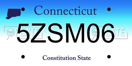 5ZSM06 Connecticut License Plate