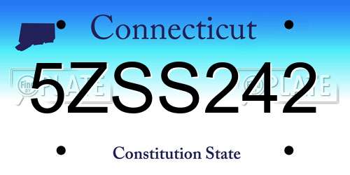 5ZSS242 Connecticut License Plate