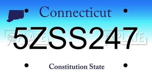 5ZSS247 Connecticut License Plate
