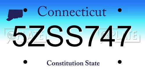 5ZSS747 Connecticut License Plate