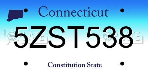 5ZST538 Connecticut License Plate