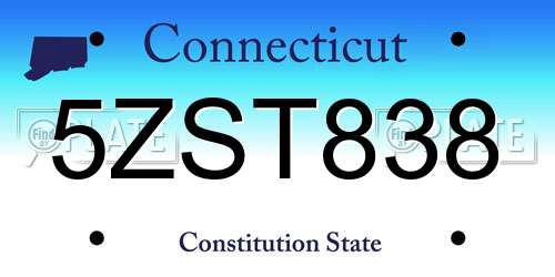 5ZST838 Connecticut License Plate