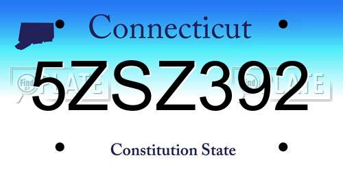 5ZSZ392 Connecticut License Plate