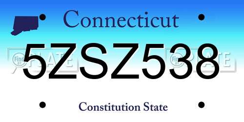 5ZSZ538 Connecticut License Plate
