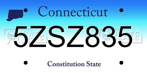5ZSZ835 Connecticut License Plate