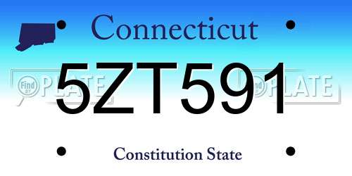 5ZT591 Connecticut License Plate