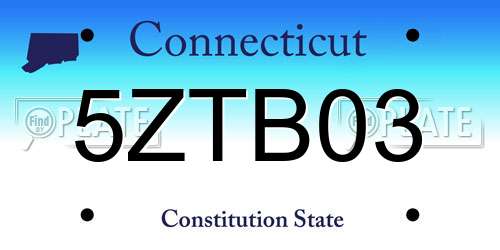 5ZTB03 Connecticut License Plate