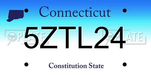 5ZTL24 Connecticut License Plate