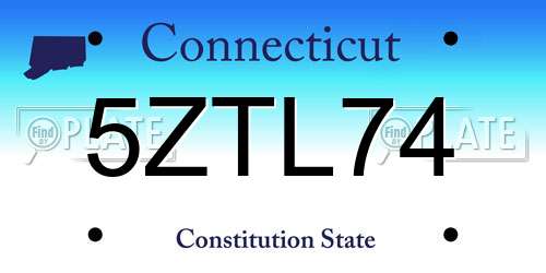 5ZTL74 Connecticut License Plate