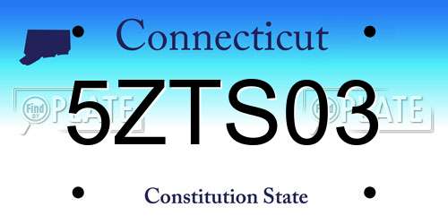 5ZTS03 Connecticut License Plate