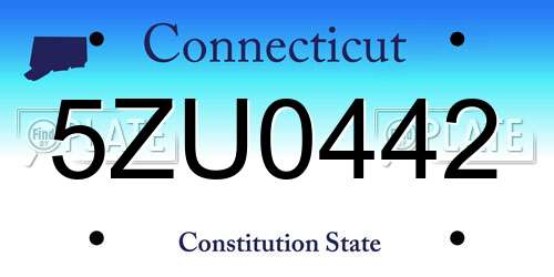 5ZU0442 Connecticut License Plate