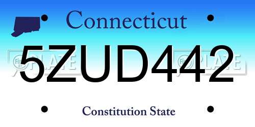 5ZUD442 Connecticut License Plate