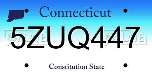5ZUQ447 Connecticut License Plate