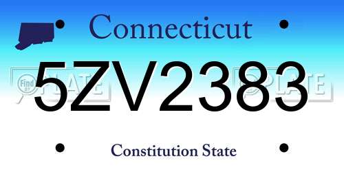 5ZV2383 Connecticut License Plate