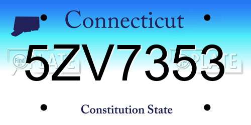 5ZV7353 Connecticut License Plate