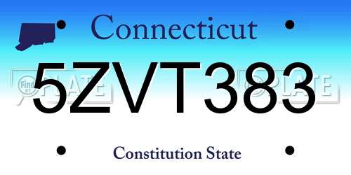 5ZVT383 Connecticut License Plate