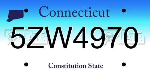 5ZW4970 Connecticut License Plate