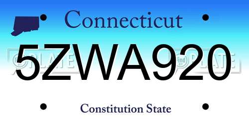 5ZWA920 Connecticut License Plate