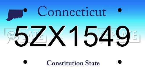 5ZX1549 Connecticut License Plate