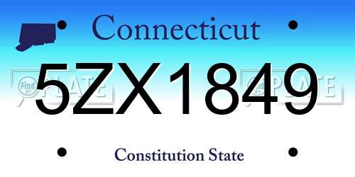 5ZX1849 Connecticut License Plate