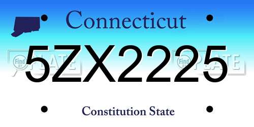 5ZX2225 Connecticut License Plate