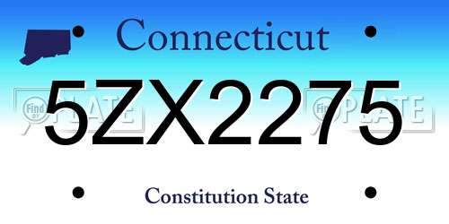 5ZX2275 Connecticut License Plate