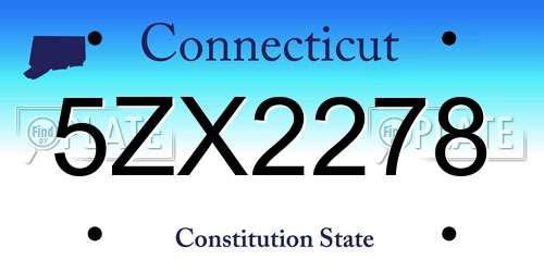 5ZX2278 Connecticut License Plate