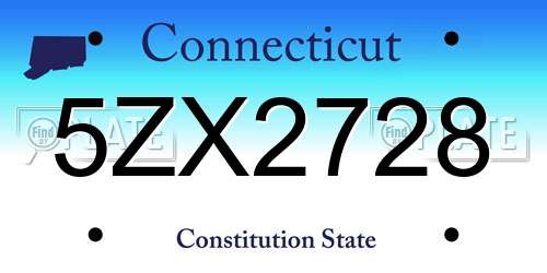5ZX2728 Connecticut License Plate