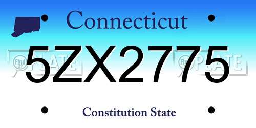 5ZX2775 Connecticut License Plate