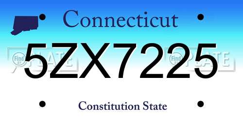 5ZX7225 Connecticut License Plate