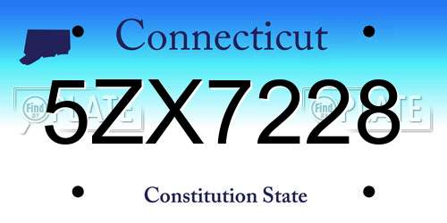 5ZX7228 Connecticut License Plate