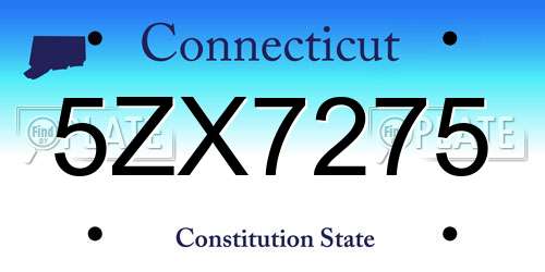 5ZX7275 Connecticut License Plate