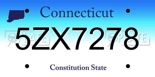 5ZX7278 Connecticut License Plate