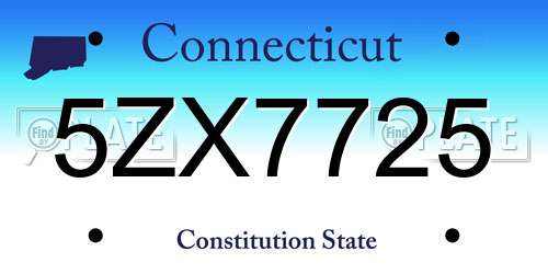 5ZX7725 Connecticut License Plate