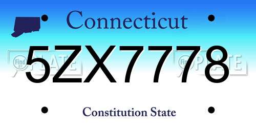 5ZX7778 Connecticut License Plate
