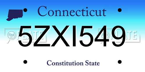 5ZXI549 Connecticut License Plate
