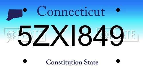 5ZXI849 Connecticut License Plate