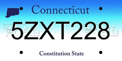 5ZXT228 Connecticut License Plate