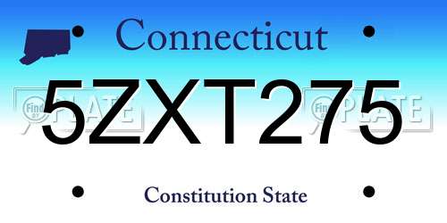 5ZXT275 Connecticut License Plate