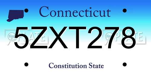 5ZXT278 Connecticut License Plate