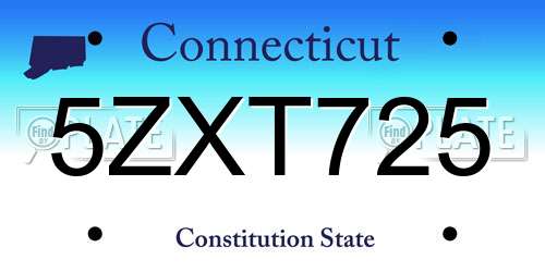 5ZXT725 Connecticut License Plate